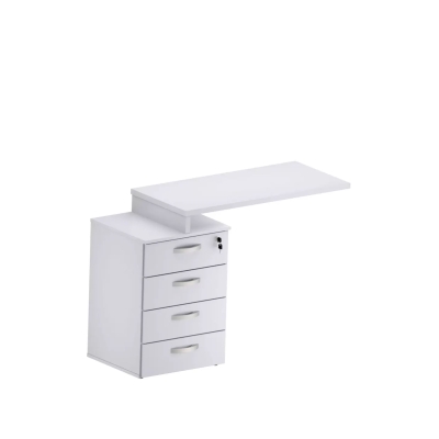 Mesa Auxiliar 25MM Pedestal 4 Gavetas 900x420 - Branco